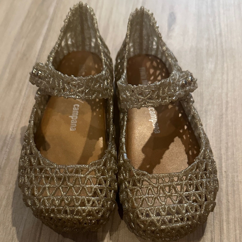 Mini Melissa Glittery Gold Dress Shoes